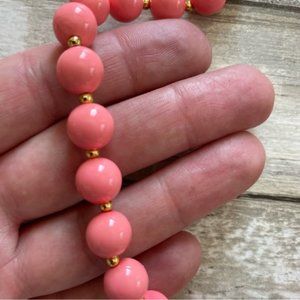 Vintage Pink Coral Plastic Pearl Choker Necklace